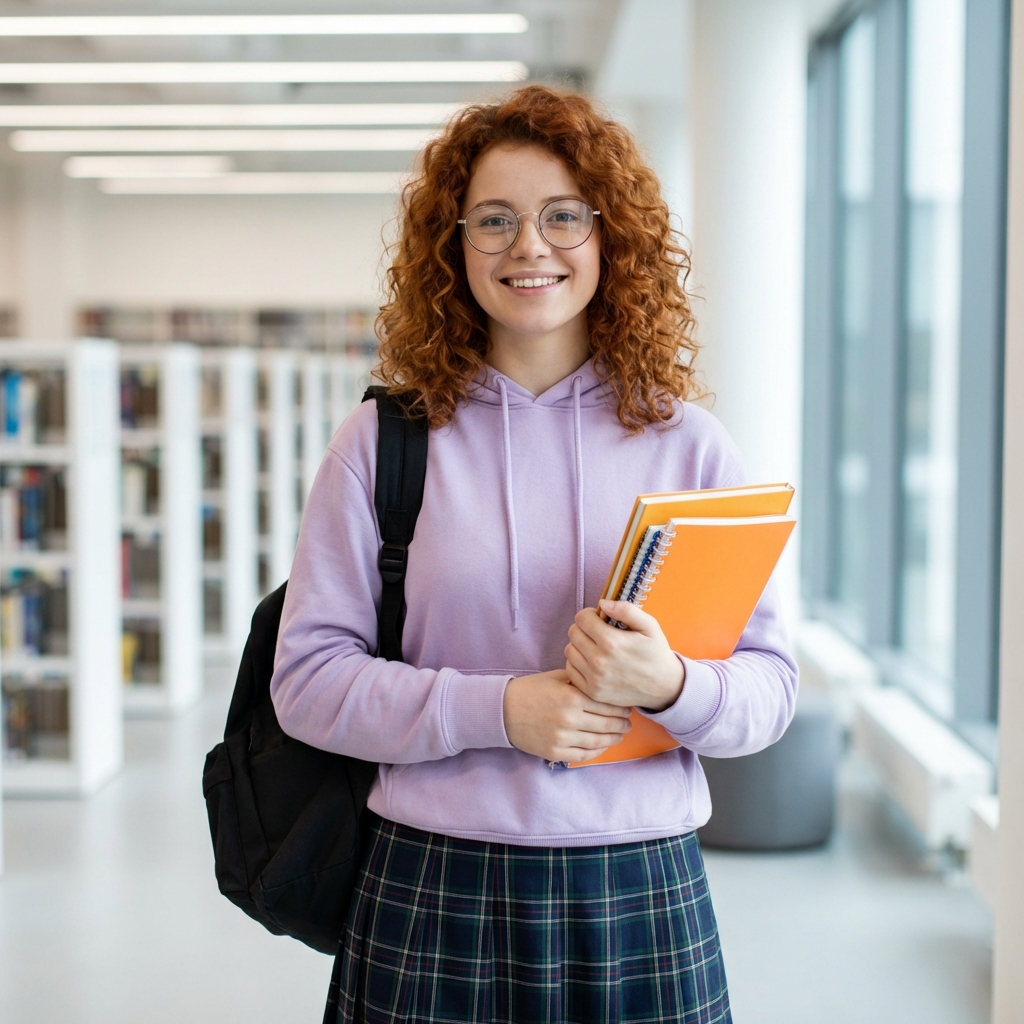 Female student with books